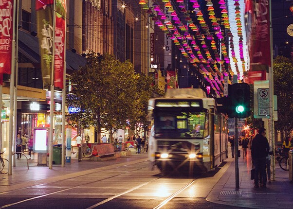City of Melbourne, Australia at night.
