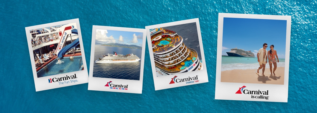 polaroid images shows historical snap shots of carnival cruise line