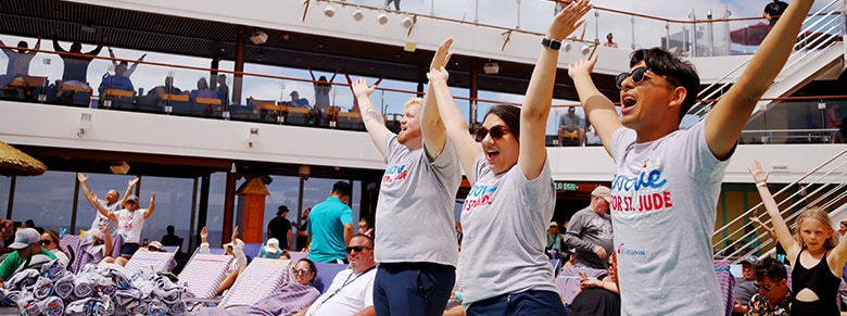 A group cheering at Groove for St. Jude