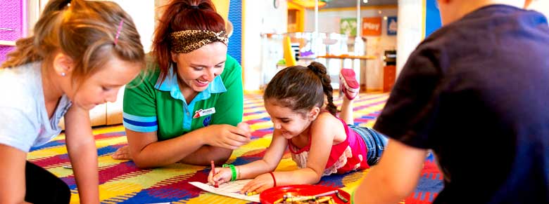  Kids and Teens - children playing games with supervisor on carnival cruise