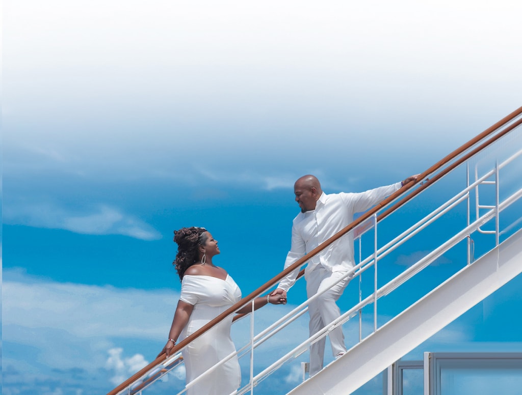 sachin and babi light blue dress Cruise Weddings and Honeymoons