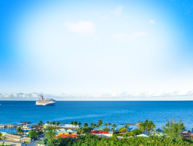 carnival ship arriving at a port of call
