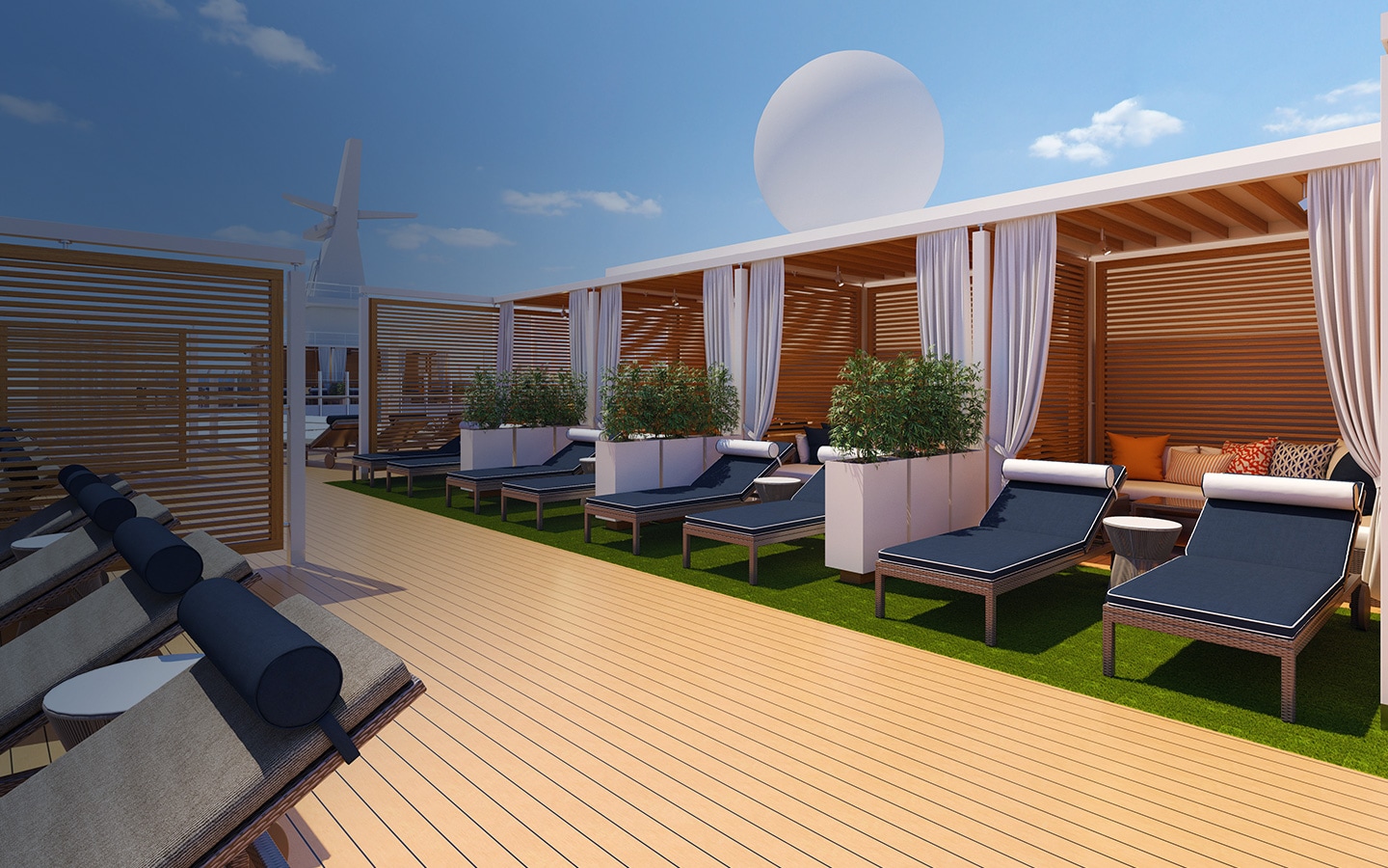 view of infinity pool and cabanas on mardi gras' loft 19