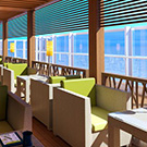 view on bonsai sushi outdoor seating on carnival panorama