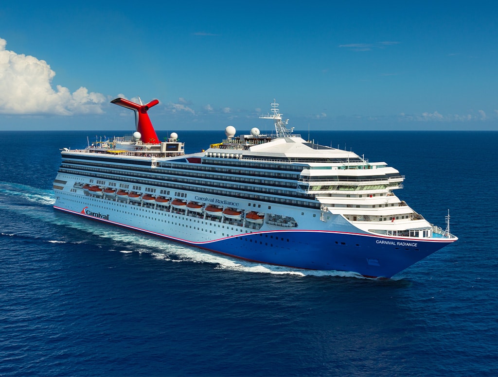 carnival radiance sailing in beautiful blue caribbean waters
