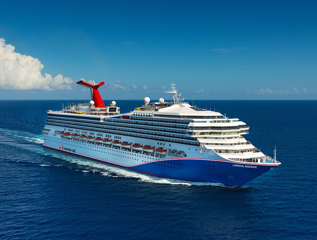 carnival radiance sailing in beautiful blue caribbean waters