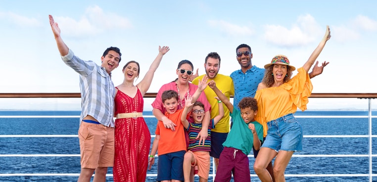 group of people ship railing