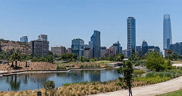 the skyscrapers and lake views in santiago