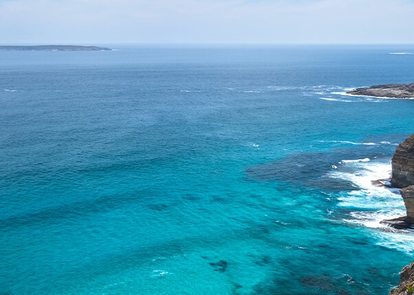 view of the ocean and rocky sea coast in port lincoln australia