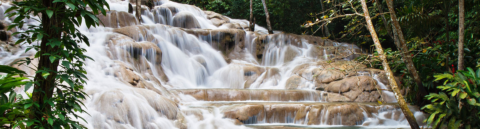 A beautiful river cascading down the hillside in Falmouth, Jamaica
