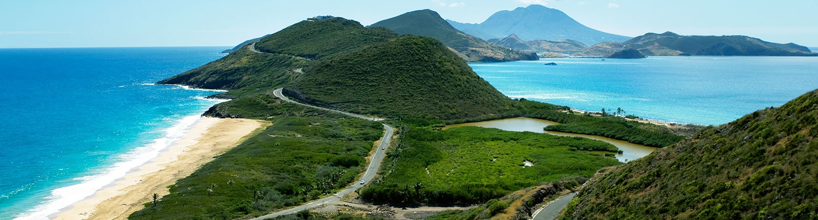 Mountains rising through the oceans in St. Kitts
