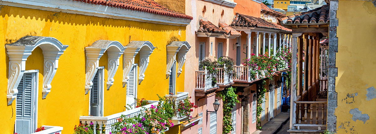 vibrant homes and buildings along cartagena streets