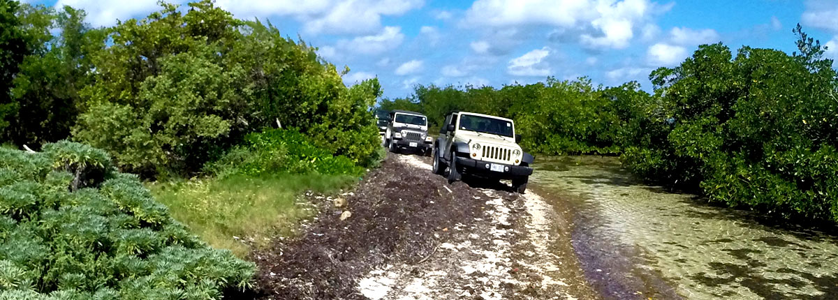 off road jeep adventure in rural grand cayman