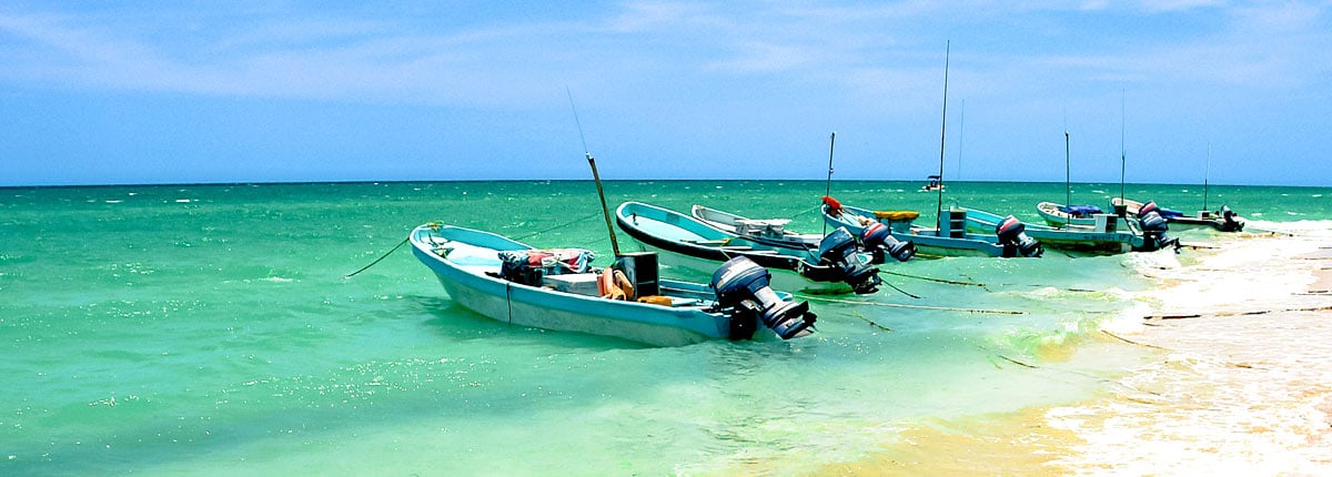 dock on mexico's emerald coast in yucatan