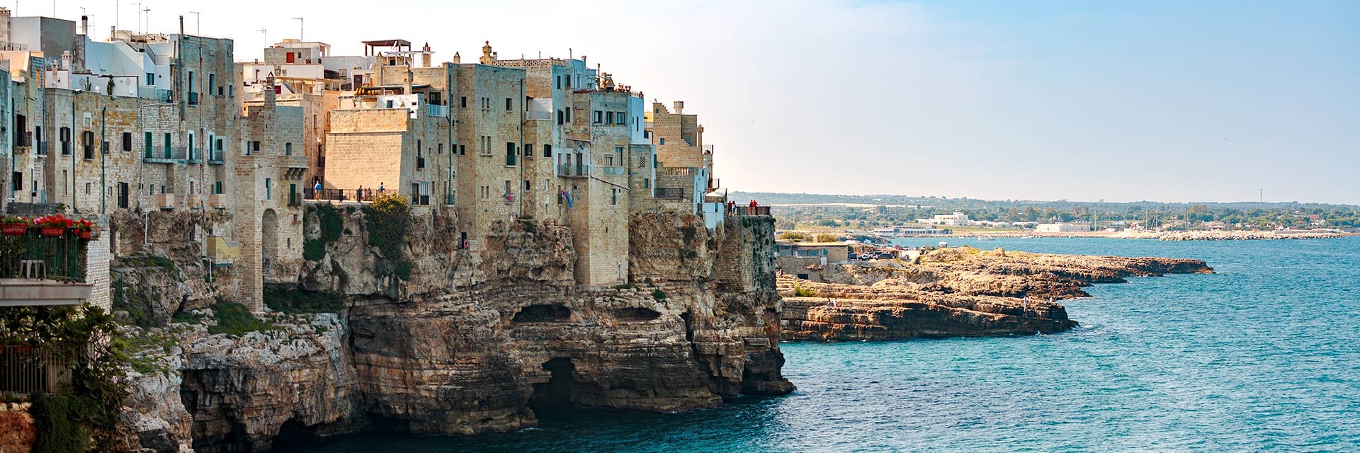view of the buildings off coast in bari italy