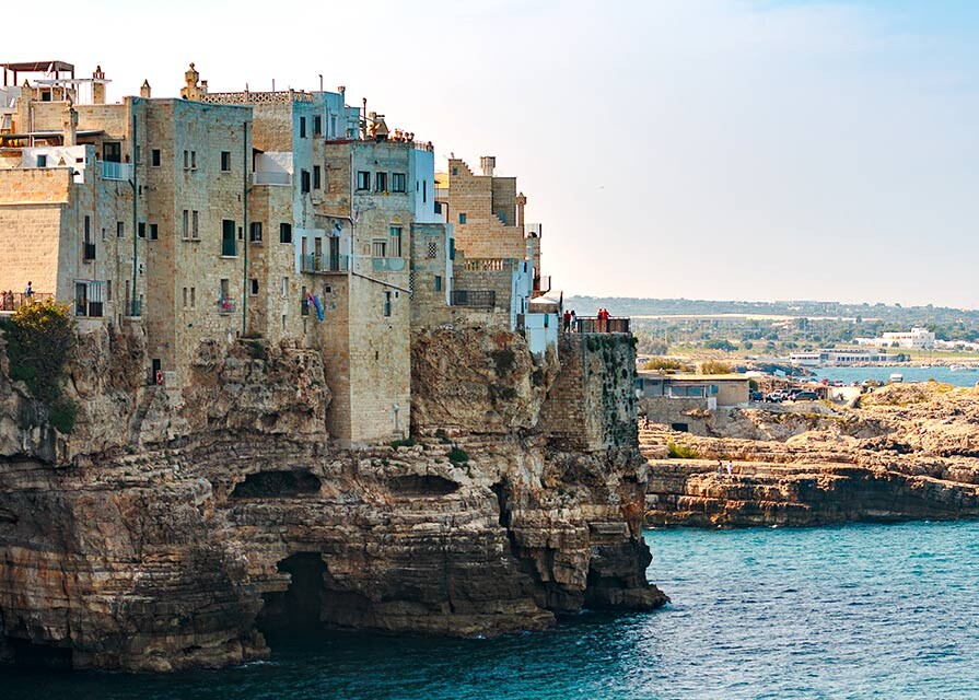 view of the buildings off coast in bari italy