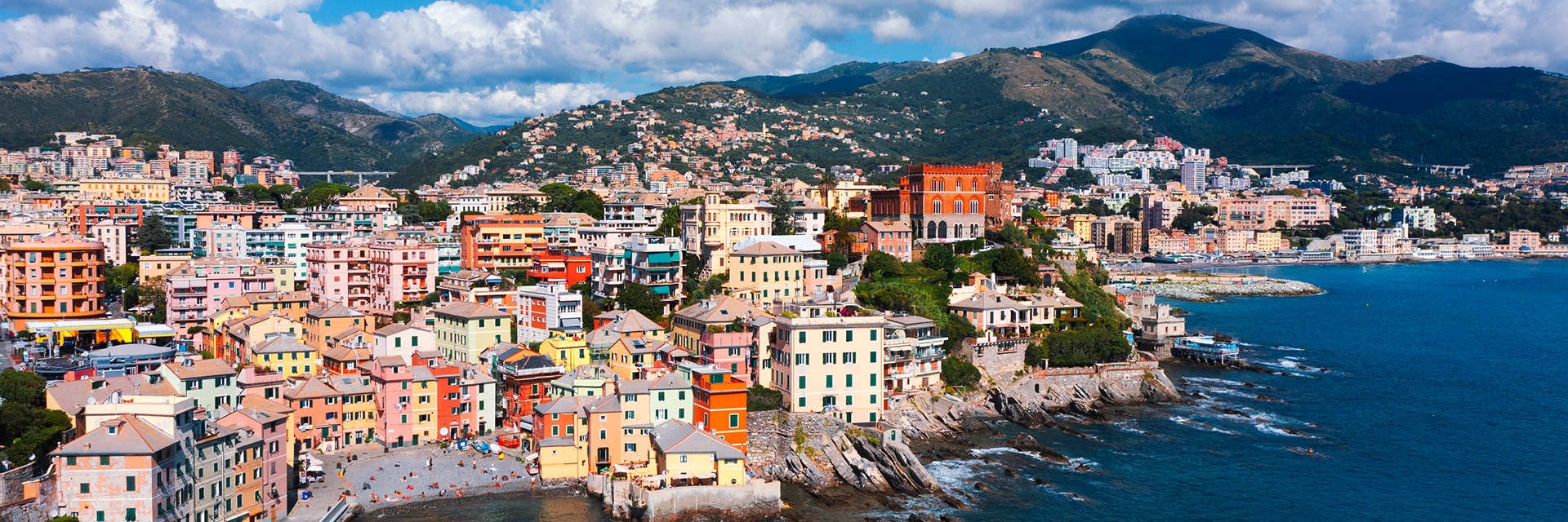 Aerial view of Boccadasse Genoa Italy