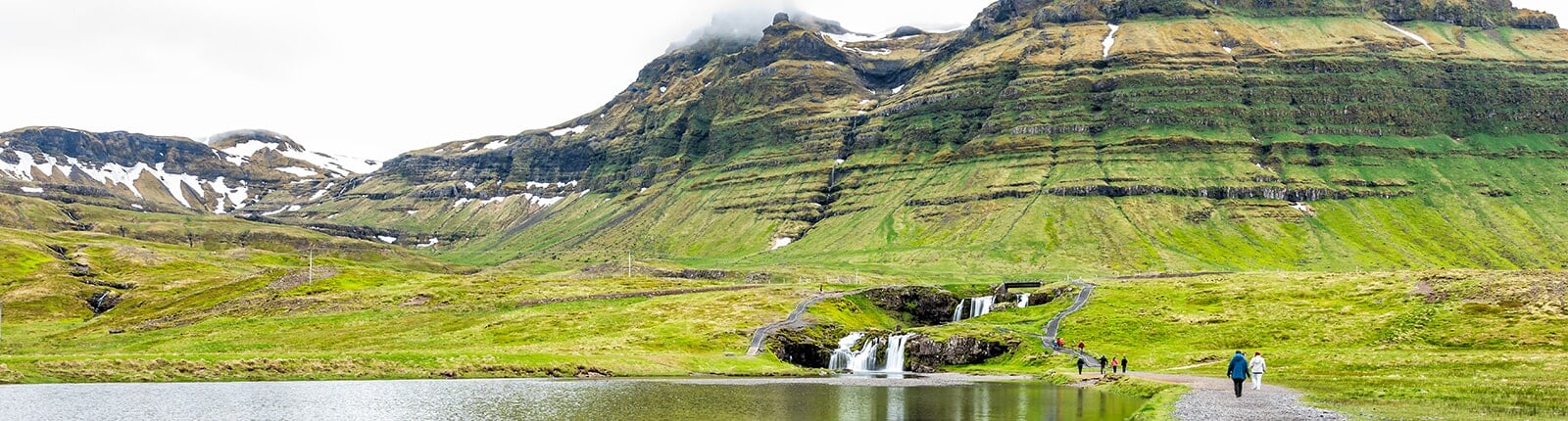 green mountains and icy caps of grundarfjordur, iceland