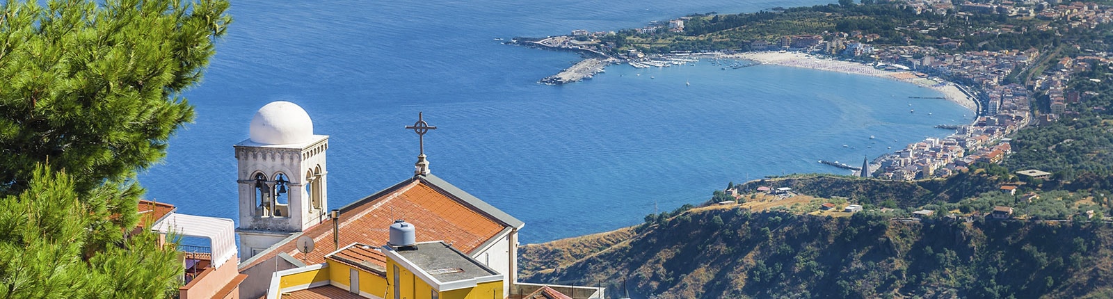 Taormina on the hillside of Monte Tauro near Messina, Italy