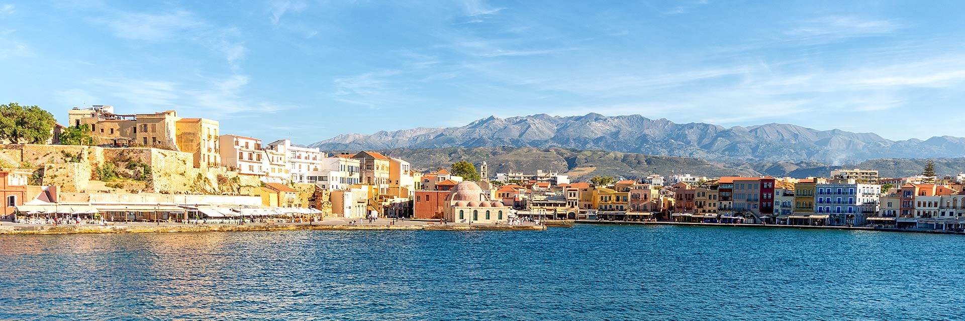 view of the old venetian harbor in chania