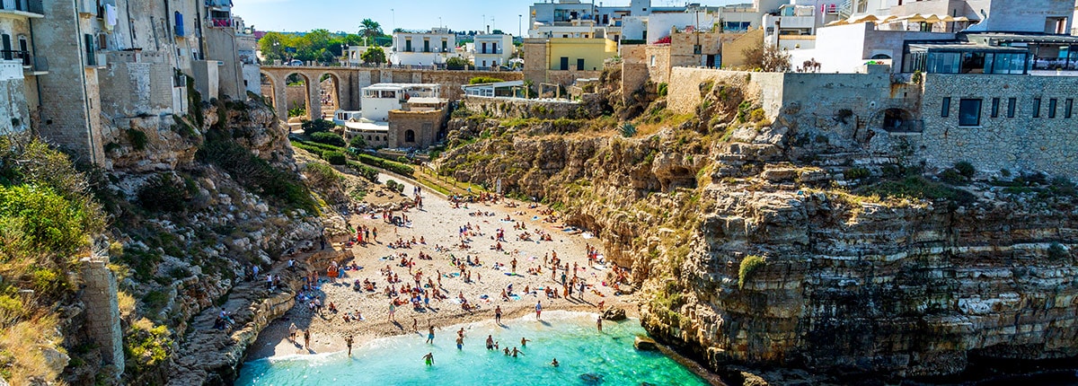 aerial view of lama monachile cala porto beach in bari italy