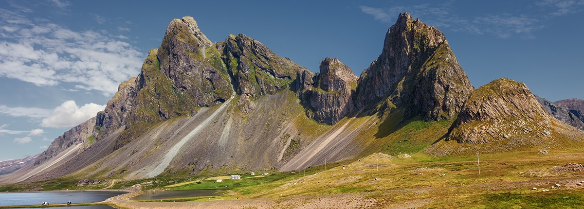 view of mountains in djupivogur, iceland