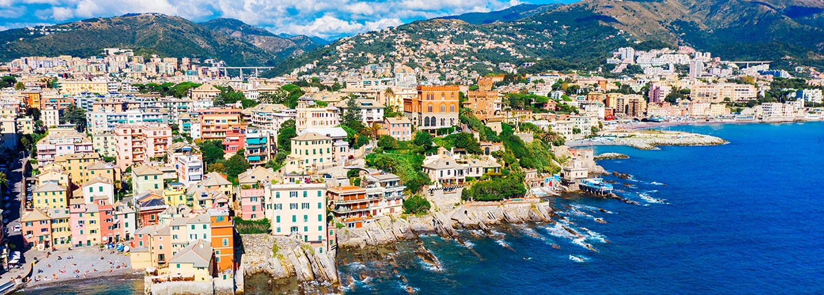 Aerial view of Boccadasse Genoa Italy