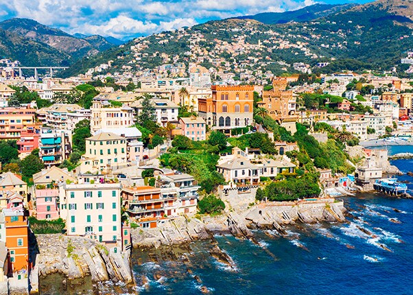 Aerial view of Boccadasse Genoa Italy