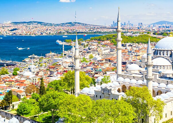 an aerial view of the suleymaniye mosque in istanbul, turkey