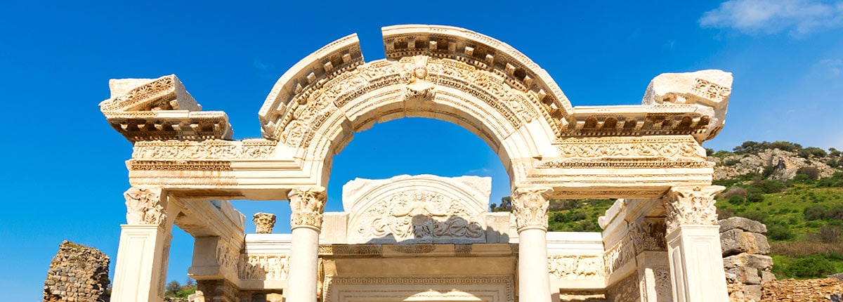 view the historical architecture in Kusadasi, Turkey 