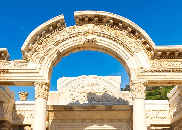 view the historical architecture in Kusadasi, Turkey 