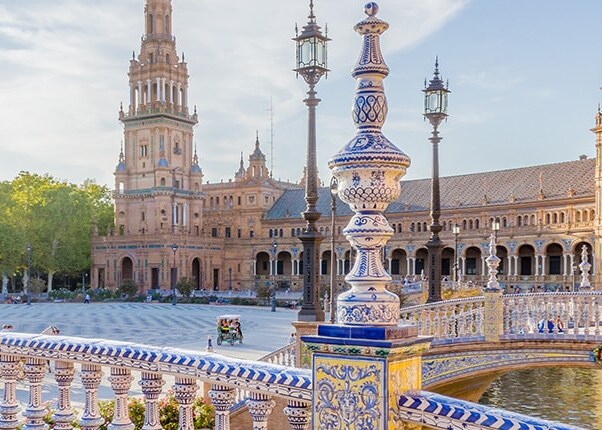 the grande and colorful square of spain in seville