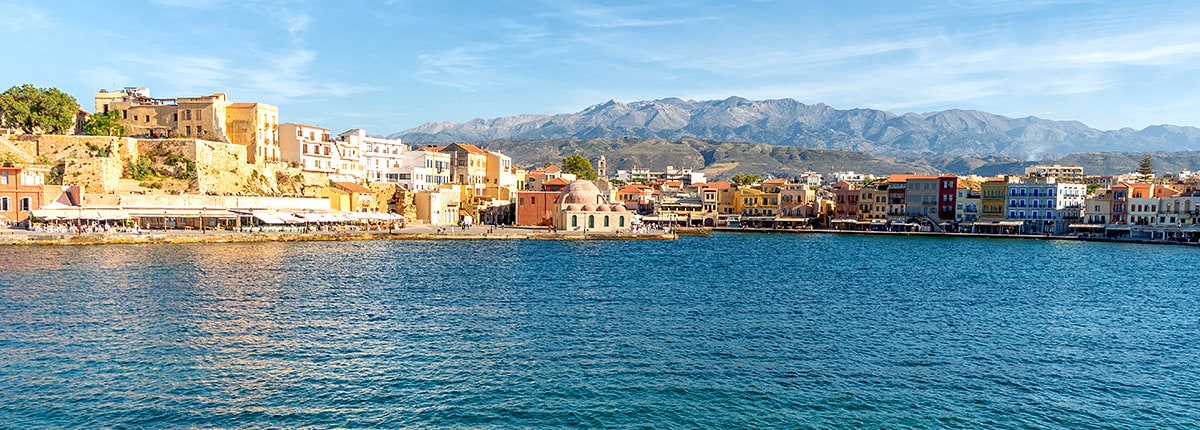 view of the old venetian harbor in chania