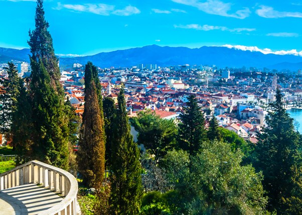 an aerial view at cityscape town of split croatia