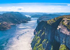 panoramic view of preikestolen mountain and pulpit rock