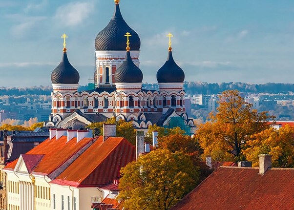a colorful decorated castle embraces the beautiful skyline