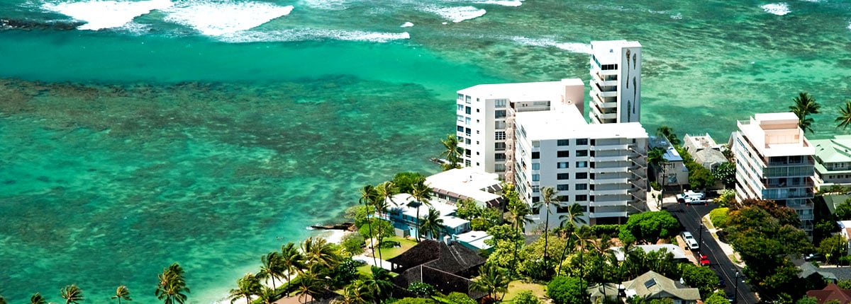 aerial view of wakiki beach