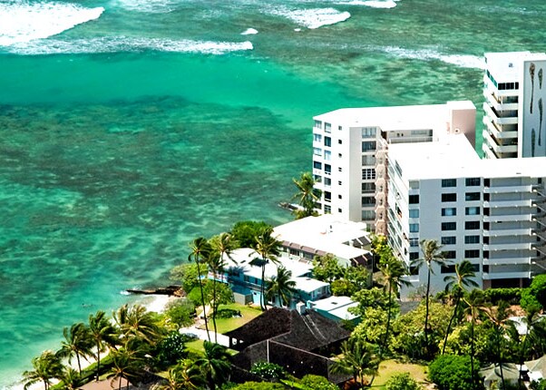 aerial view of wakiki beach