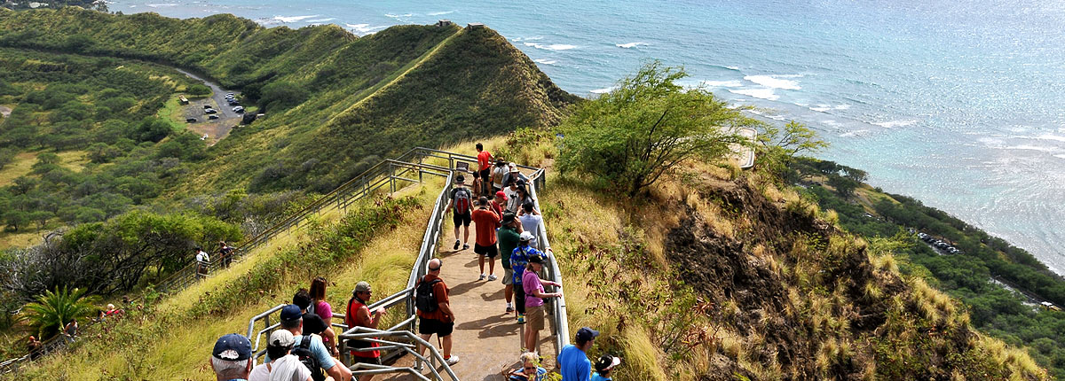 take a tour of the hawaiian hills bordering the ocean