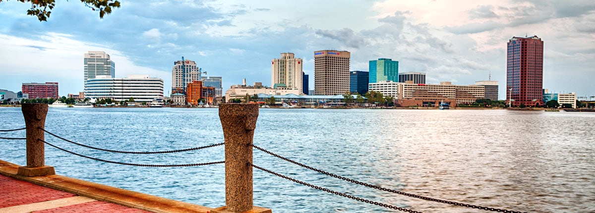 view of the norfolk waterfront 