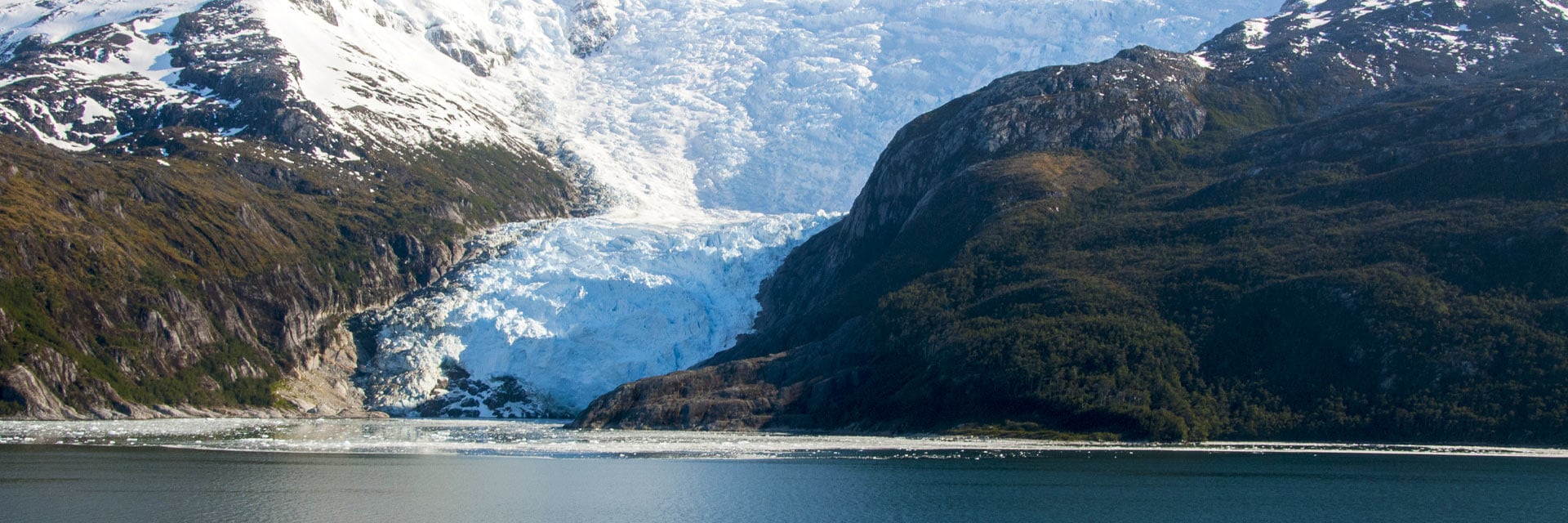 view of the glaciers and mountains of the channel