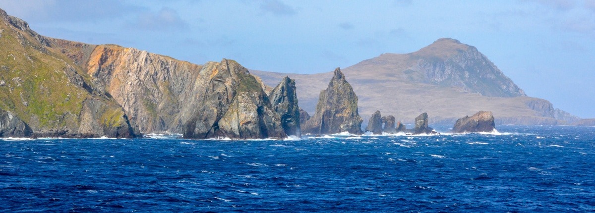 panoramic view cruising around cape horn, southernmost tip of south america