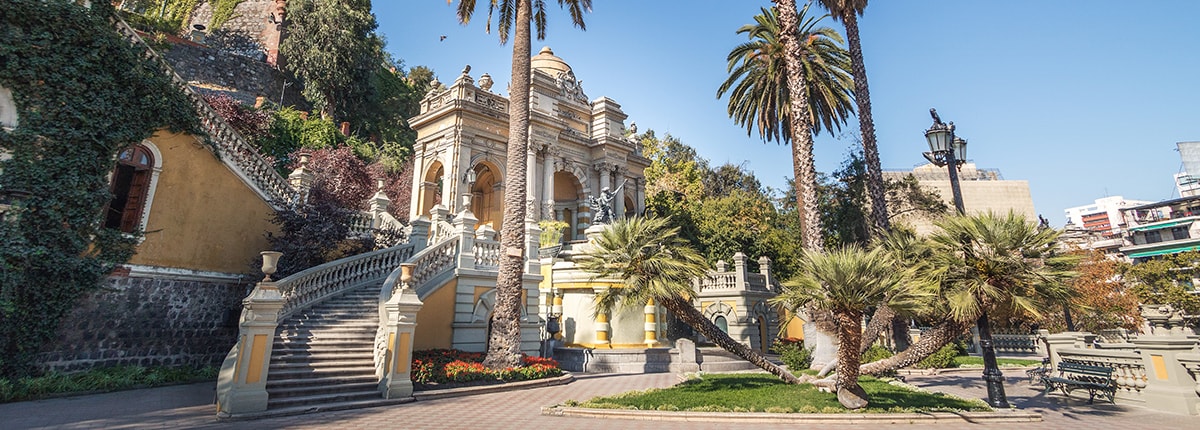 the fountain of cerro santa lucia in santiago, chile