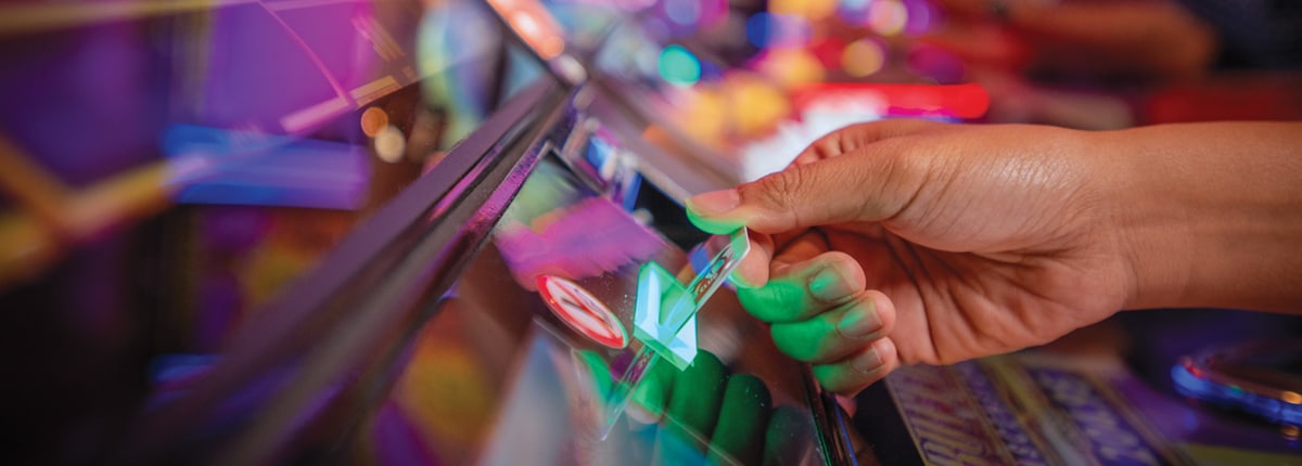 a card is inserted into a slot machine