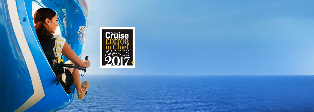 a woman riding SkyRide,  Porthole Cruise Magazine Editor in Chief Awards 2017 Logo