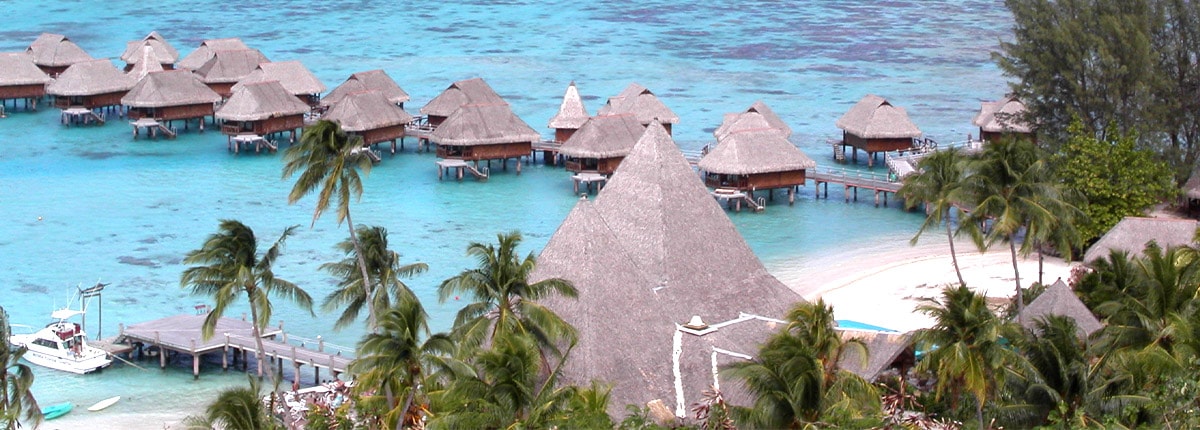 Beach huts in Moorea, French Polynesia