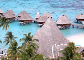 Beach huts in Moorea, French Polynesia