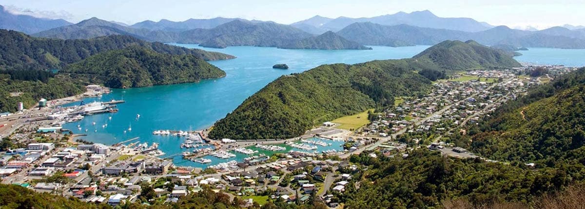 Aerial view of Picton, New Zealand
