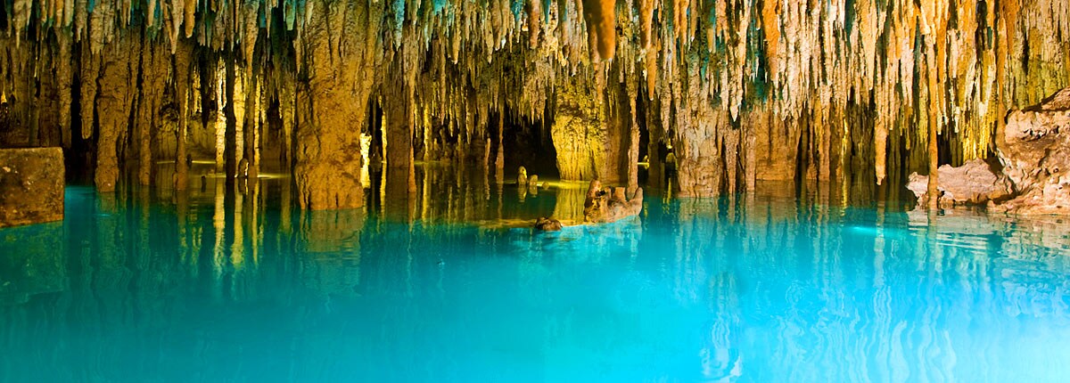 view of the secret river cave in mexico