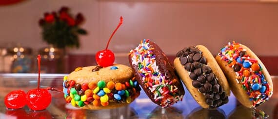 assorted ice cream cookie sandwiches from cherry on top